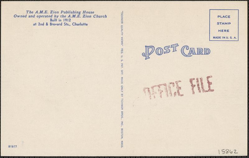 A. M. E. Zion Publishing House, Charlotte, N. C.