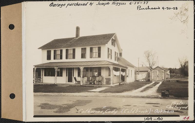 Catherine R. Cody, house and garage, Coldbrook, Oakham, Mass., Jun. 4, 1928