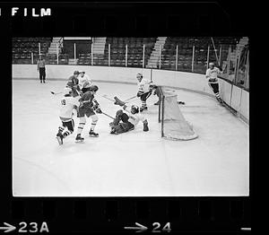 Amateur hockey action, Boston Garden