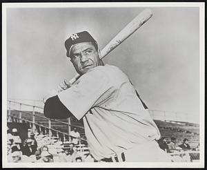 Hank Bauer's batting pose. It was Hank's triple in the 1951 World Series, using a bat of New York State ashwood, which gave the Yankees their 14th World Championship.