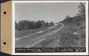 Contract No. 82, Constructing Quabbin Hill Road, Ware, looking ahead from Sta. 57+35, Ware, Mass., Jun. 14, 1940