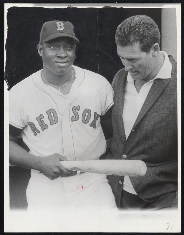 Red Sox rookie sensation George Scott talks with Ted Williams before ...