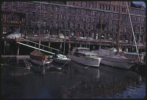 Boats moored at a wharf