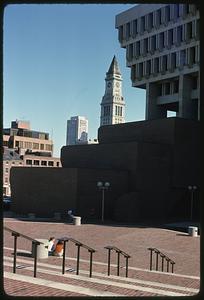 Boston City Hall and plaza, Custom House Tower in background