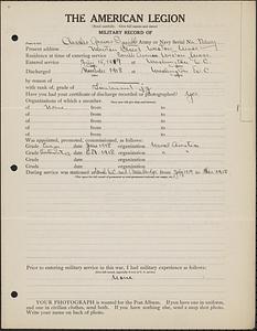American Legion military record of Charles Graves Squibb