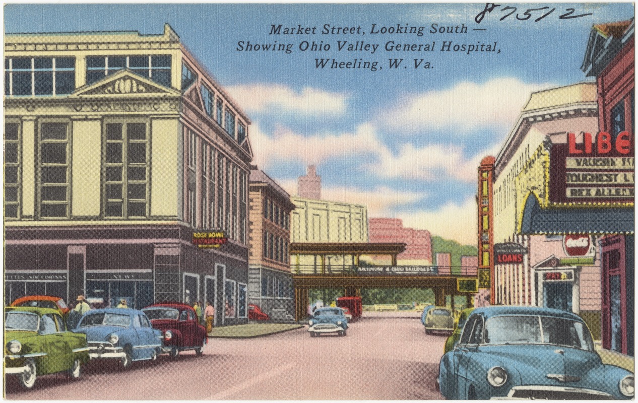 Market Street, looking south -- Showing Ohio Valley General Hospital, Wheeling, W. Va.