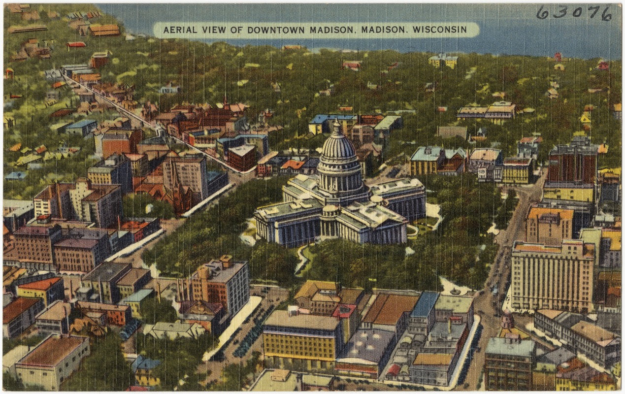 Aerial view of Downtown Madison, Madison, Wisconsin