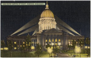 The State Capitol at night, Madison, Wisconsin