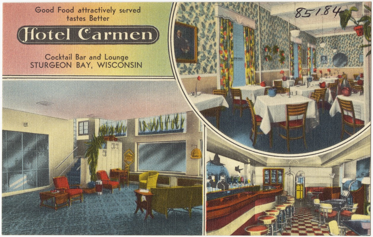 Hotel Carmen, cocktail bar and lounge, Sturgeon Bay, Wisconsin
