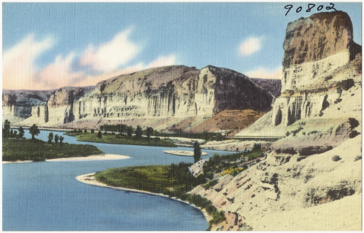 Toll Gate Rock and the Palisades, along Green River and Hwy. U.S. 30 (Lincoln Highway) in Wyoming near the town of Green River.