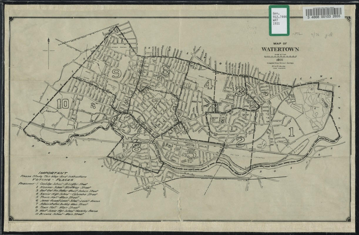 Map of Watertown compiled from former surveys