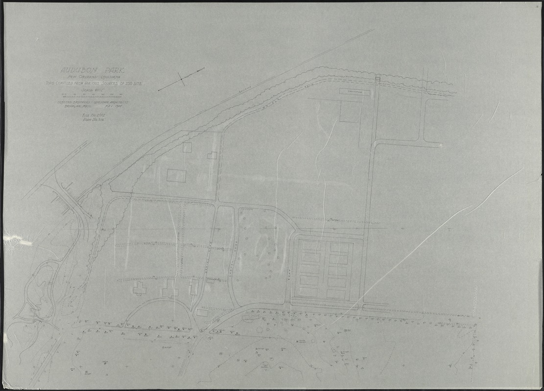 Audubon Park/ New Orleans, LA./Topo Compiled from Various Sources of Zoo Site[r]/; Scale 40' = 1" [r]