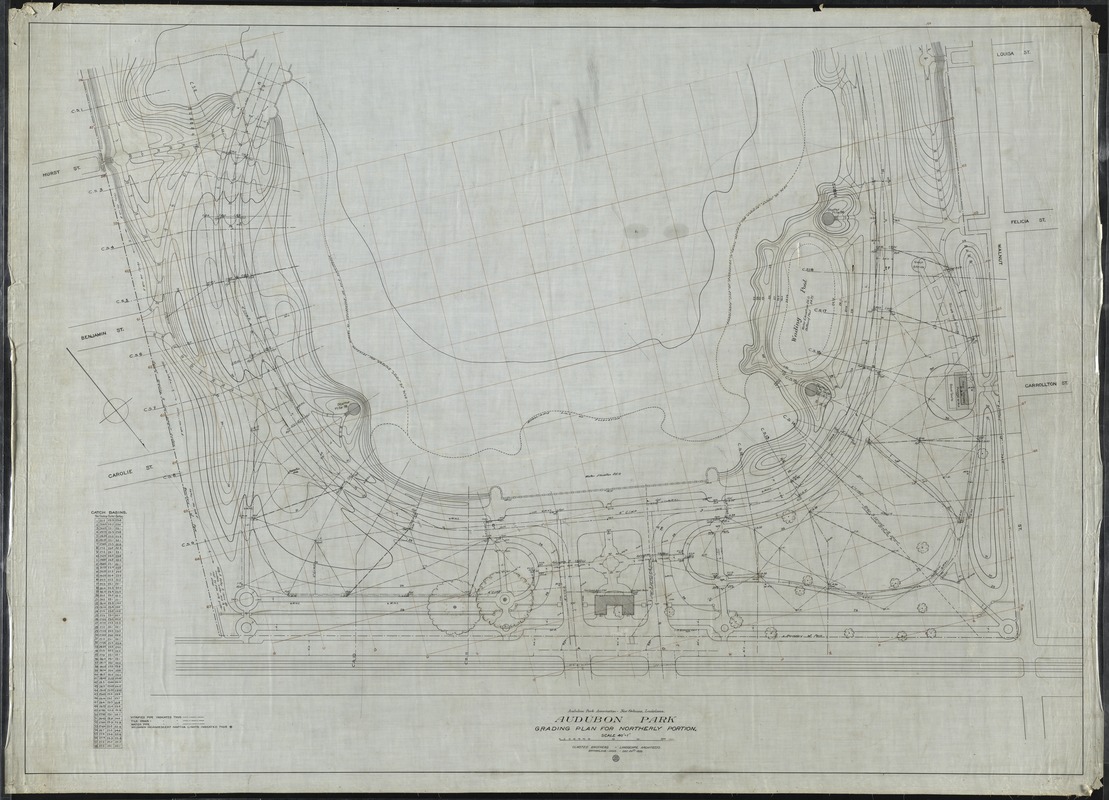 Audubon Park Assoc. New Orleans, LA./ Audubon Park/ Grading Plan for Northerly Portion[r]/; Scale 40' = 1" [r]