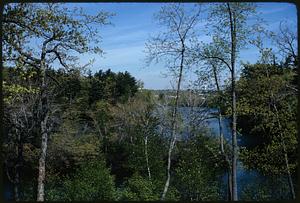 Charles River Newton: Downstream from rear of Marriott towards Brandeis University