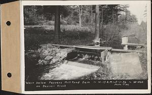 Weir below Pepper's mill pond dam on Beaver Brook, Ware, Mass., 10:15 AM, May 1, 1936