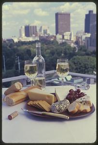 Wine and cheese and a view of the Boston Common