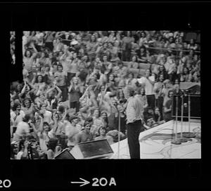 Mayor Kevin White tells Rolling Stones concert crowd they were arrested, July 18, Boston