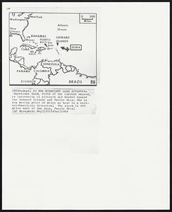 New Hurricane Dora Advances-Hurricane Dora, fifth of the current season, is increasing in strength and headed toward the Leeward Islands and Puerto Rico. She is now moving about 20 miles an hour in a west-northwesterly direction. The storm is 800 miles east of San Juan, Puerto Rico.