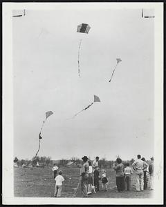 Kite Derby Time Again-This will be the scene at North Middletown, Ky., April 8 when 100 kite fliers, from 6 to 60, send up an umbrella of kites over Judy Hill in annual contest.