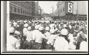 Chicago police move in to break up "Black Monday" demonstrators.