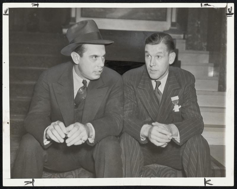 Blondy Asks the Boss John Blondy Ryan, mentioned for managership of the Buffalo International League baseball team, asked Bill Terry, Giants manager, what he should do about it, when the two ere in Milwaukee, Wis., Nov. 30 for the minor leagues baseball meeting. Ryan, at right, and Terry are shown at headquarters of the baseball meeting. Terry said he didn't think much of it, and denied Ryan would quit Giants.