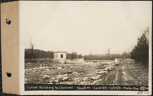 Contract No. 25,Superstructure, Wachusett Outlet Works Building, Shaft 1, Wachusett-Coldbrook Tunnel, West Boylston, Outlet Building and channel, Shaft 1, West Boylston, Mass., Nov. 27, 1931
