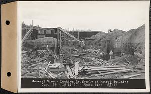 Contract No. 56, Administration Buildings, Main Dam, Belchertown, general views, looking southerly at patrol building , Belchertown, Mass., Oct. 11, 1937