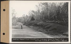 Contract No. 60, Access Roads to Shaft 12, Quabbin Aqueduct, Hardwick and Greenwich, looking ahead from Sta. 87+40, Greenwich and Hardwick, Mass., Sep. 28, 1938