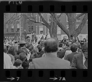 Crowd surrounding President Gerald Ford in Concord, New Hampshire