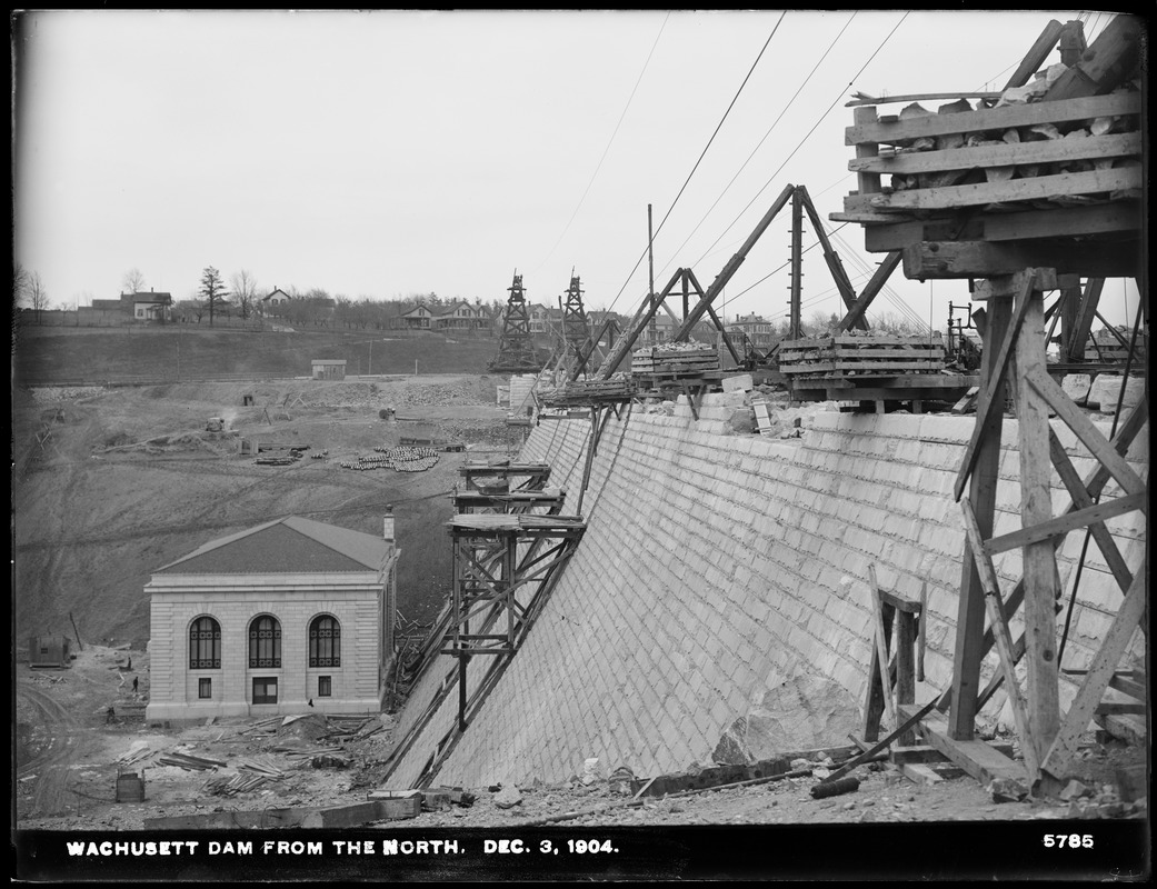 Wachusett Dam, from the north, Clinton, Mass., Dec. 3, 1904 - Digital ...