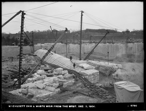 Wachusett Dam, dam and waste weir, from the west, Clinton, Mass., Dec. 3, 1904