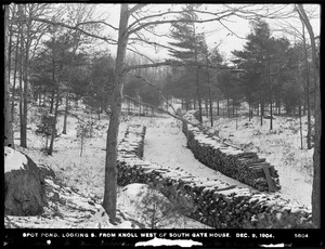 Distribution Department, Low Service Spot Pond Reservoir, looking southerly from knoll west of Southern Gatehouse, Stoneham, Mass., Dec. 9, 1904