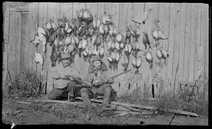 Hunting picture. Ducks hanging up, HP Ayer - sitting, Wilber Flanders - kneeling