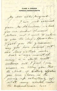 Letter from Clare H. Draper to sister Princess Boncompagni