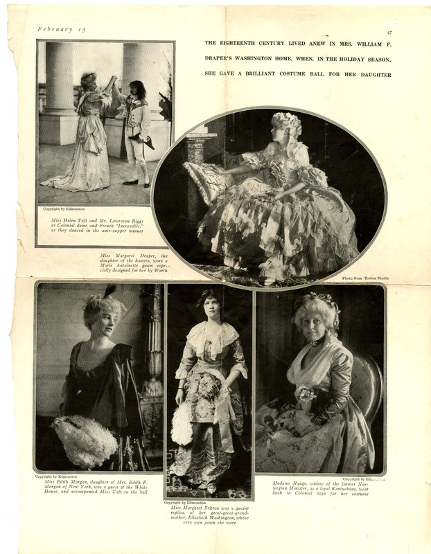 Margaret Preston Draper dressed as Marie Antoinette for a costume ball, and others