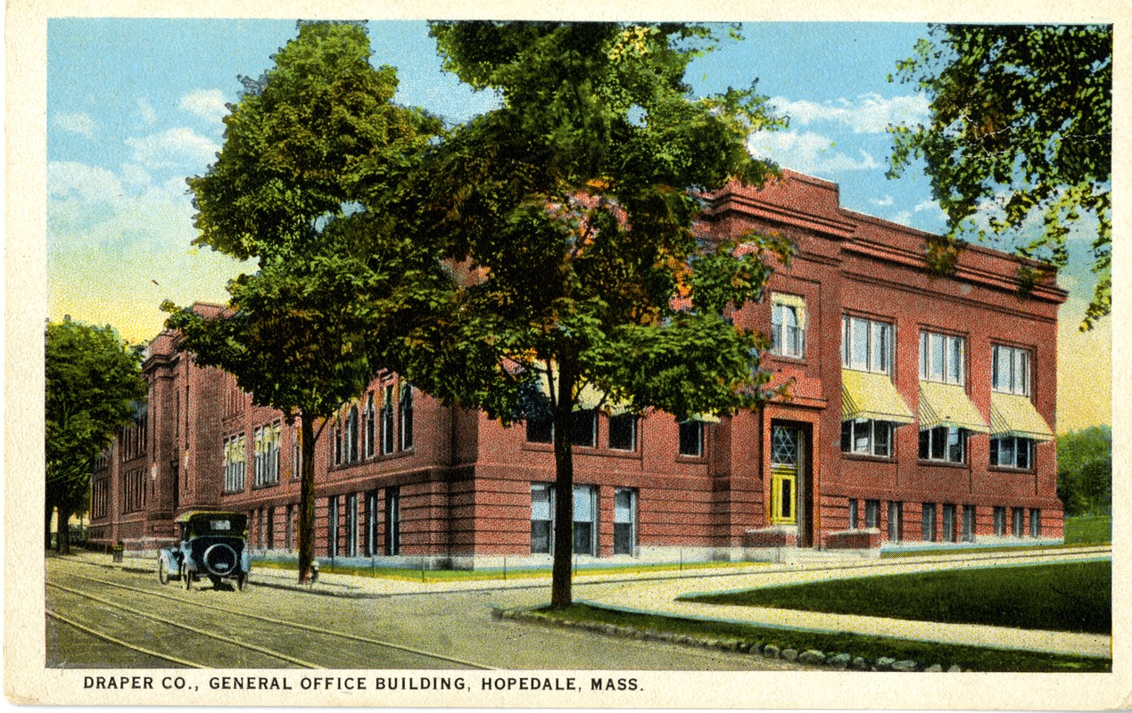 Postcard of Draper Company General Office building in Hopedale, Massachusetts