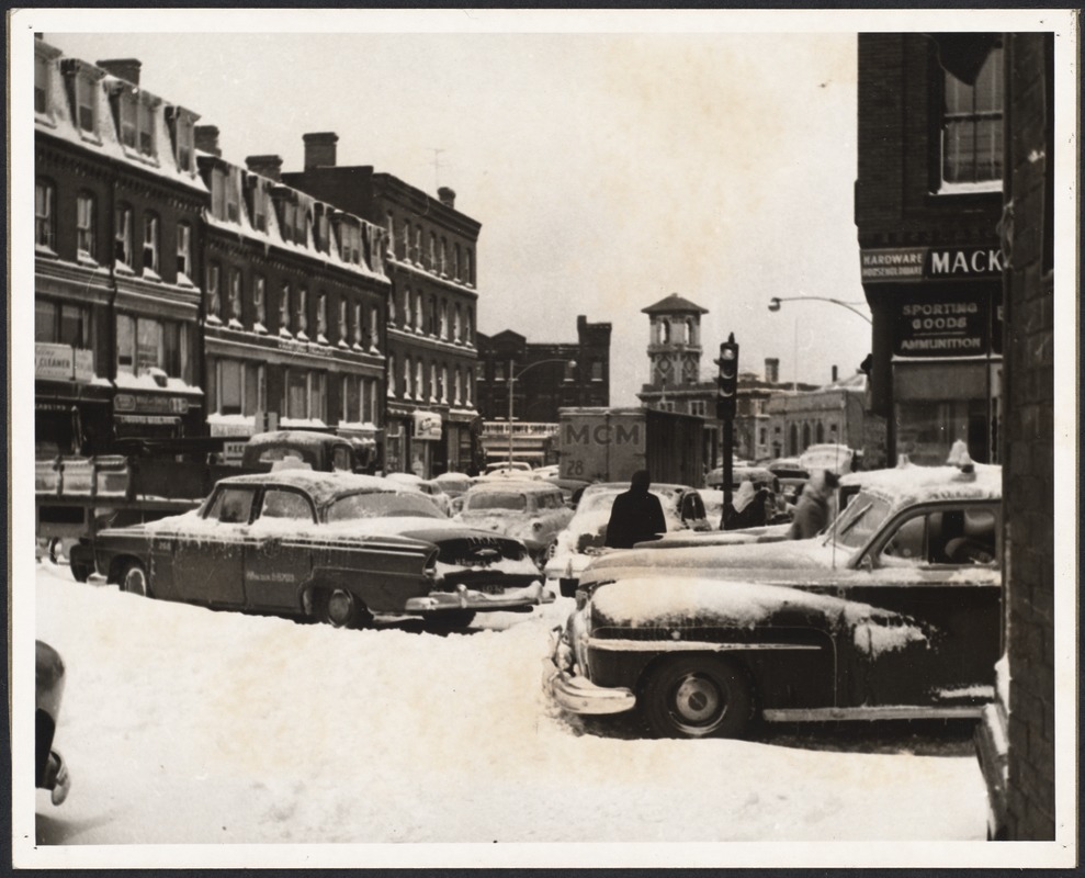 Harvard Square after snow storm