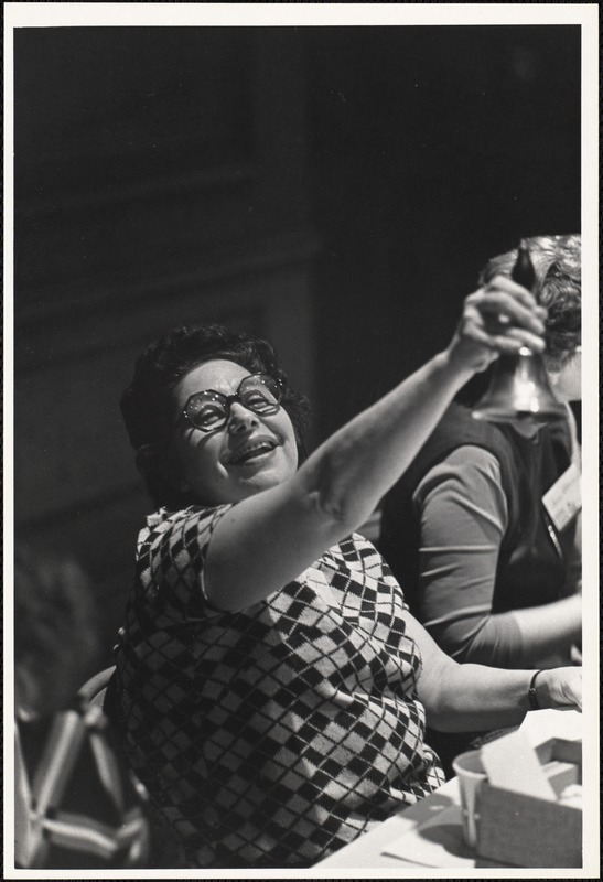 April '73 phonothon. Helen Paragamian, librarian