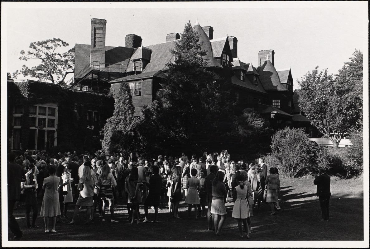 The reception for freshmen and their parents, Sept. 23, 1969, outside the Main House and the music room