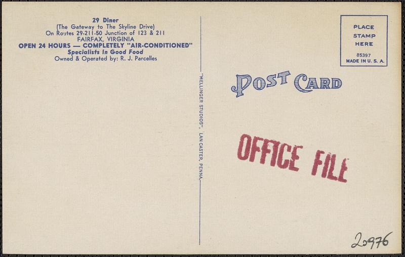 29 Diner, routes 29 - 211 - 50 -- Junction of 123 & 211, Fairfax, Virginia