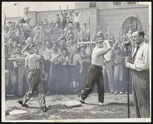 Jimmie Foxx and Ted Williams talk with man in stands at Fenway - Digital  Commonwealth