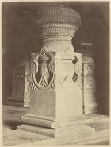 Indra Sabha [Close view of base of pillar on upper floor in Jain Cave XXXII (Indra Sabha), Ellora]