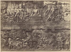 Bas-relief from Borobudur, Java, Indonesia
