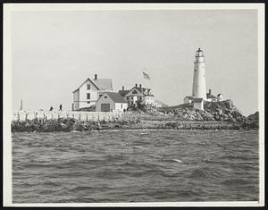 Oldest Lighthouse. This is Boston Light, situated on Brewster Island in Boston Harbor, where a tablet was placed Dec. 2, bearing the names of all keepers of the lighthouse which is the oldest in America and the first to have a revolving light.