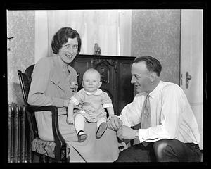 Eddie Shore with his wife and child