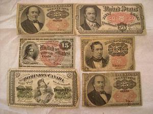 6 items of paper currency