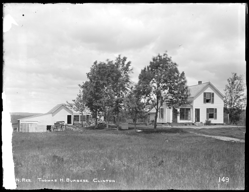 Wachusett Reservoir, Thomas H. Burgess' house and barn, from the south, Clinton, Mass., Jun. 12, 1896