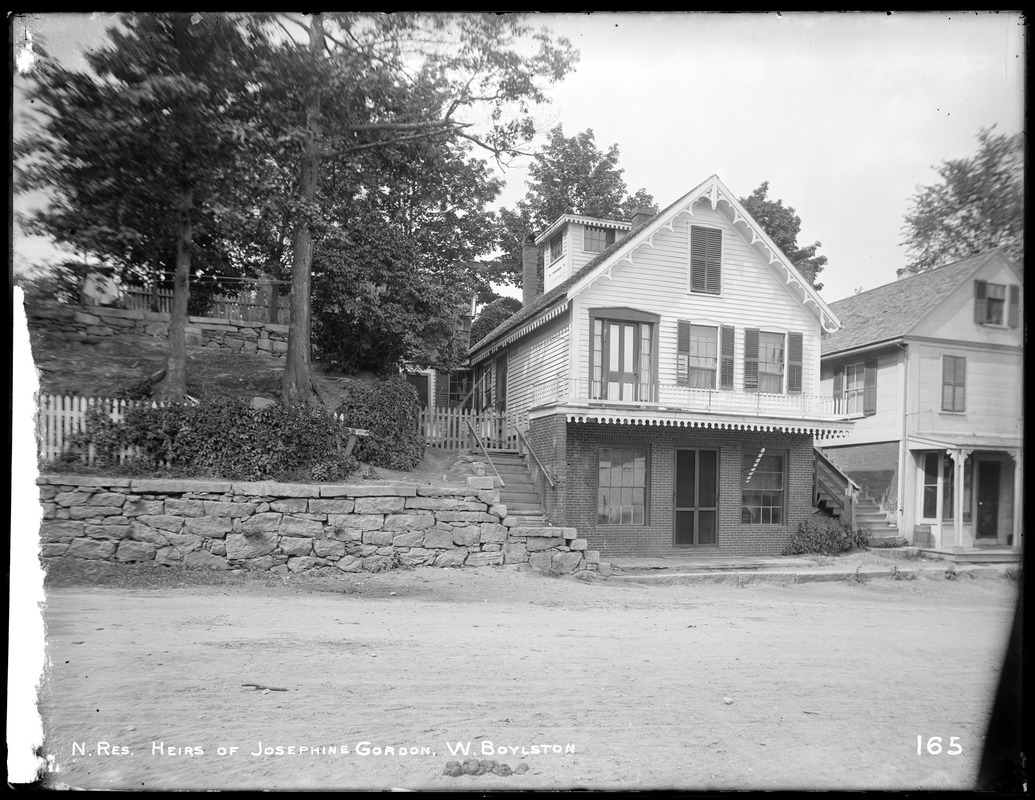 Wachusett Reservoir, Josephine Gordon's Heirs' house, on north side of East Main Street, near Cross Street, from the south, West Boylston, Mass., Jun. 13, 1896