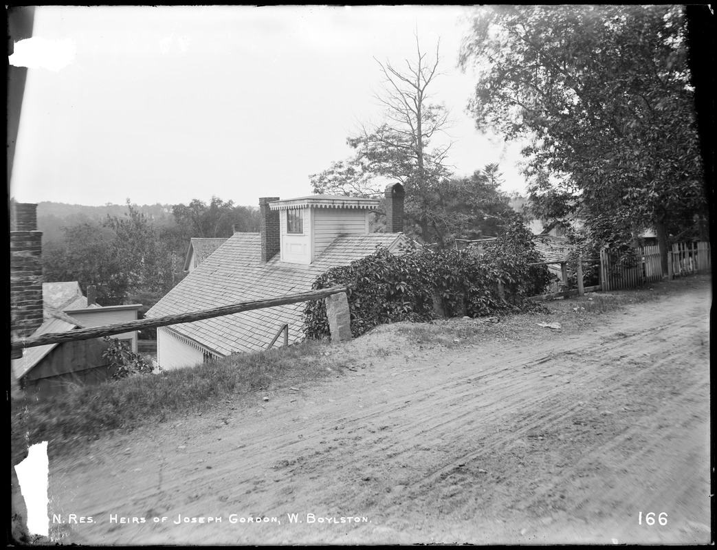 Wachusett Reservoir, Josephine Gordon's Heirs' house, on north side of East Main Street, near Cross Street, from north side of Cross Street, looking west, West Boylston, Mass., Jun. 13, 1896
