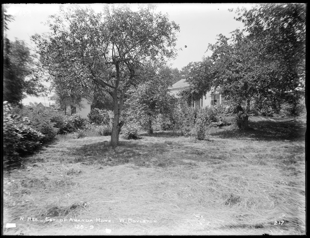 Wachusett Reservoir, Amanda Howe's estate, corner of Worcester and Prospect Streets, from the northeast, West Boylston, Mass., Jul. 2, 1896